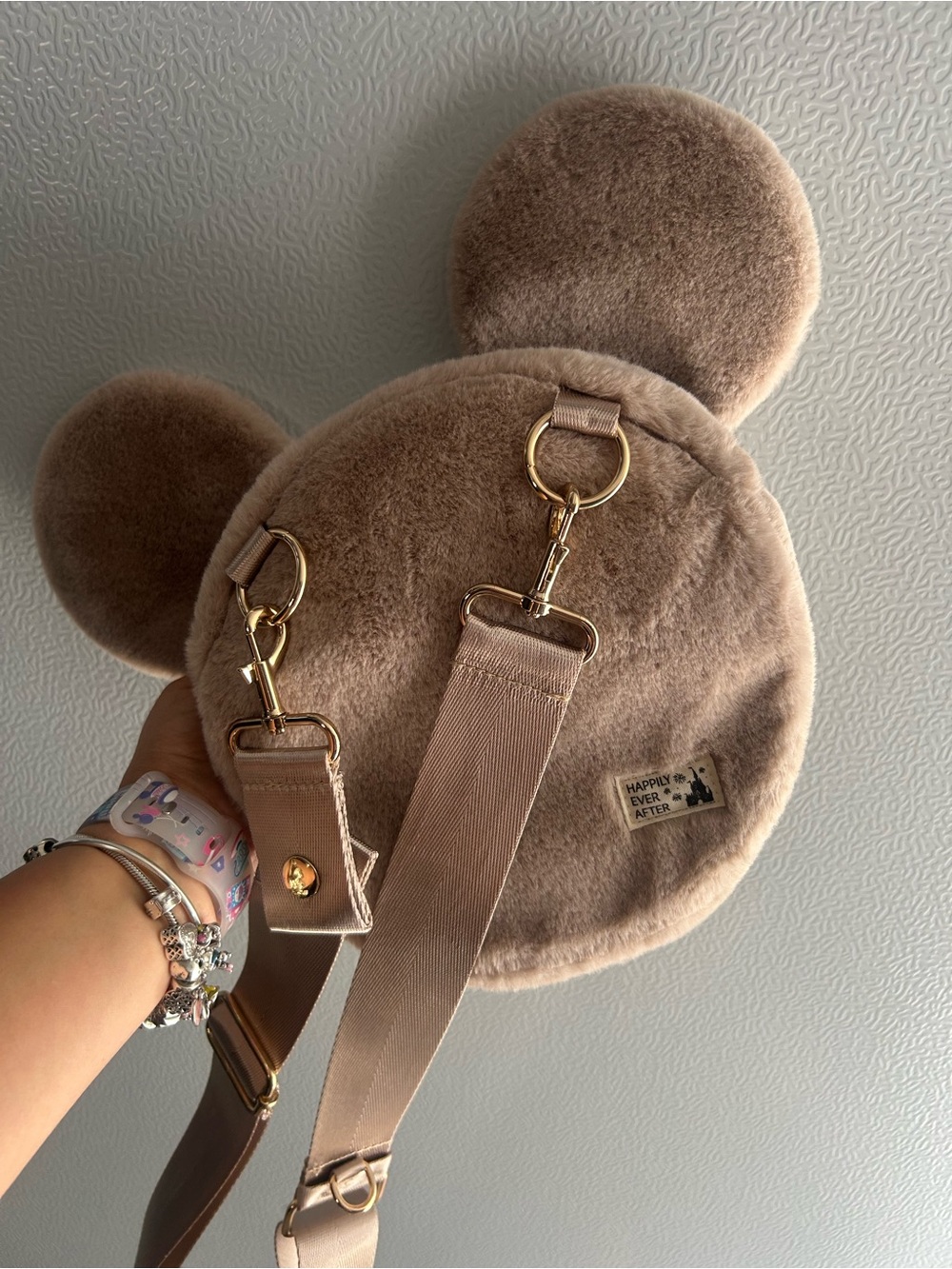 Disney Plush Mouse-Ear Crossbody Bag in Beige - Picture 2 of 3